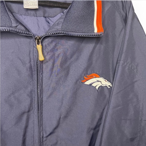 Vintage NFL Denver Broncos Windbreaker Jacket Navy Orange Size L - Picture 4 of 8